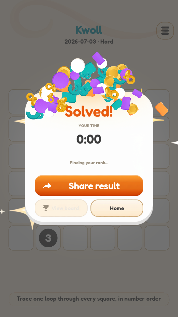 Solved puzzle with confetti